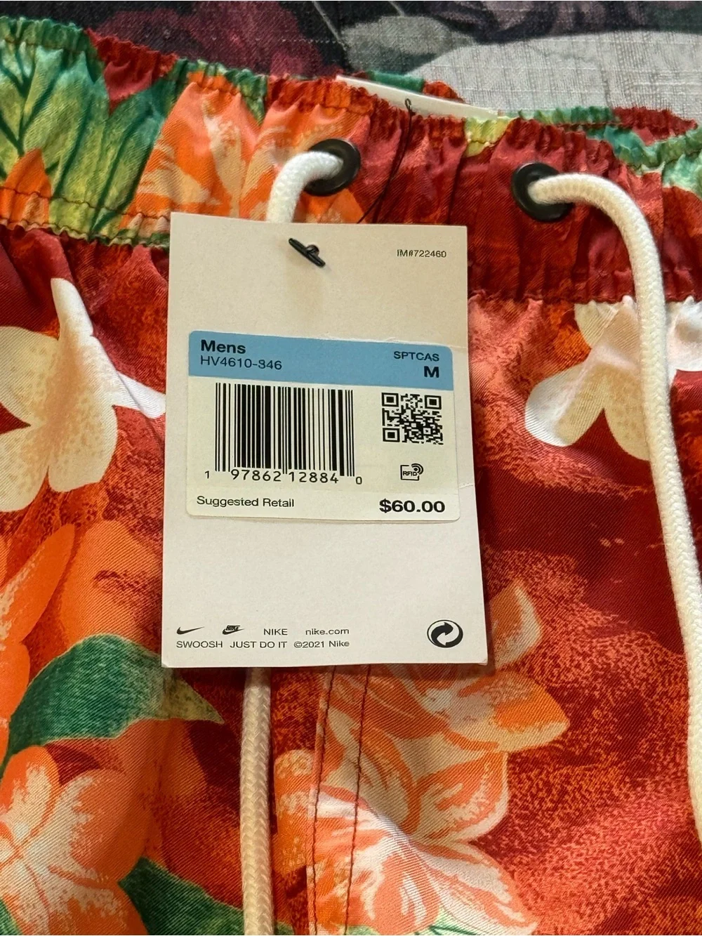 NWT NIKE MENS HAWAIIAN FLOWER SWIM TRUNKS SWIMSUIT SZ MEDIUM